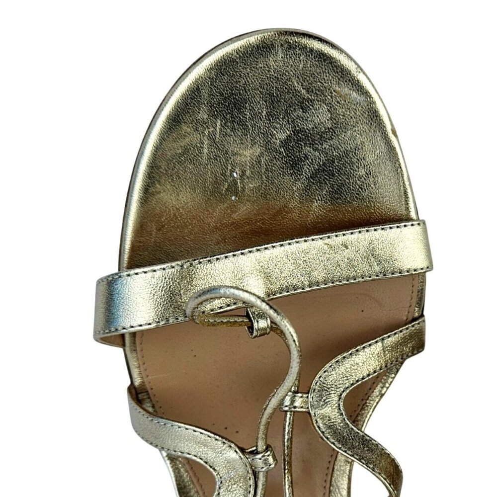 Gianvito Rossi Gold Leather Strappy Gladiator Sandals Lace-Up Block Heel Size 40 - Picture 5 of 9